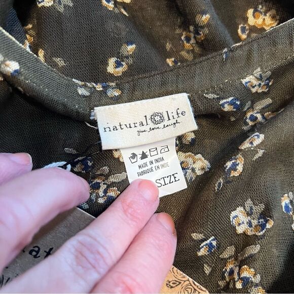 Natural Life Lightweight Kimono. Short Sleeves. Brown and Gold. One Size. NEW!! - Picture 9 of 10